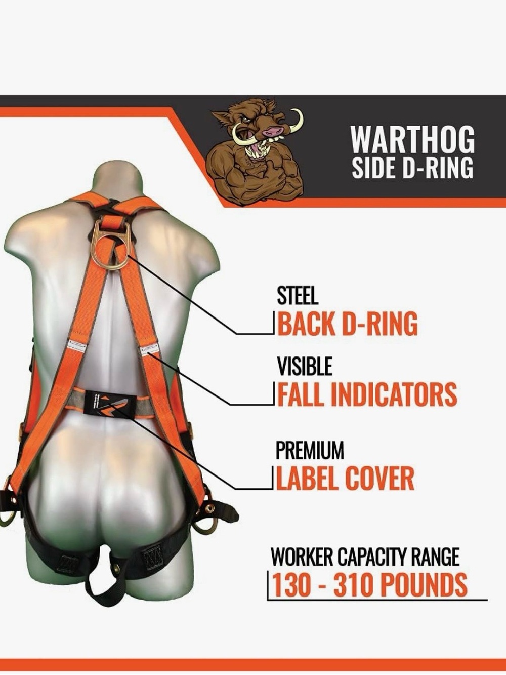 Orange Full-Body Safety Harness for Men